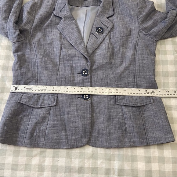 M Collection blazer cotton blend blue vest size 14 denim mix plus size jacket - Picture 12 of 16